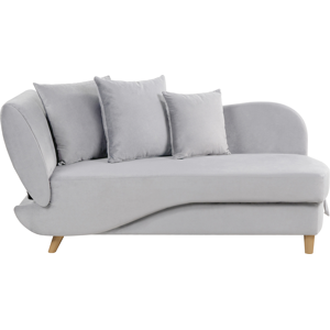 Beliani Left Hand Chaise Lounge Light Grey Velvet with Storage Reclining Backrest Throw Cushions 2 Seater Scandinavian Modern Design Material:Velvet Size:69x73x156