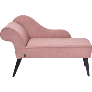 Beliani Chaise Lounge Pink Polyester Fabric Upholstery Black Wood Legs Left Hand Retro Design Material:Polyester Size:60x77x118