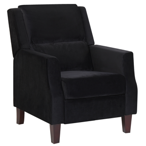 Beliani Recliner Chair Black Velvet Upholstery Push-Back Manually Adjustable Back and Footrest Retro Design Armchair Material:Velvet Size:92/141x97x75