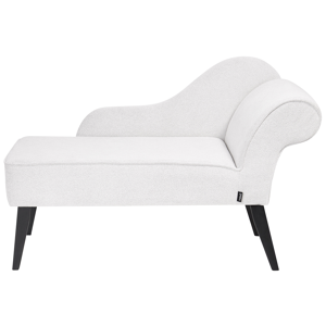 Beliani Chaise Lounge White Polyester Fabric Upholstery Black Wood Legs Right Hand Retro Design Material:Polyester Size:60x77x118
