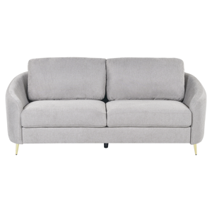 Beliani Sofa Grey Fabric Upholstery Gold Legs 3 Seater Couch Retro Material:Polyester Size:86x88x203