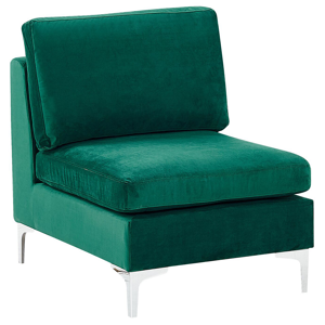 Beliani 1-Seat Section Green Velvet Sofa Module Silver Metal Legs Glamour Style Material:Velvet Size:85x84x65