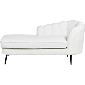 Beliani Chaise Lounge Off-White Boucle Upholstery Black Metal Legs Right Hand Modern Design Living Room Furniture Material:Boucle Size:76x75x150