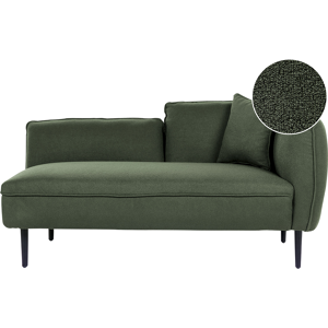 Beliani Chaise Lounge Dark Green Boucle Fabric Metal Legs Right Hand with Cushion Modern Design Material:Boucle Size:77x74x138