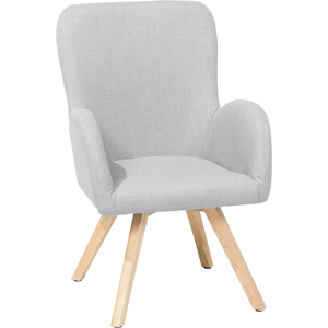 Beliani Lounge Chair Grey Fabric Upholstery Modern Club Chair with Armrests Wooden Legs Material:Polyester Size:55x90x60