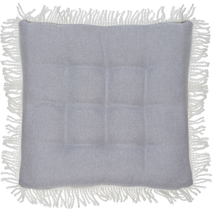 Beliani Seat Pad Grey Polyester Square 40 x 40 cm with Fringe Tufted Chair Cushion Material:Polyester Size:40x7x40