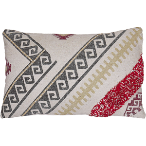 Beliani Scatter Cushion Multicolour Cotton 30 x 50 cm Geometric Pattern Handwoven Removable Covers with Filling Boho Style Material:Cotton Size:50x10x30