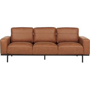 Beliani Sofa Brown Fabric Metal Legs 3 Seater Classic Couch Settee Living Room Modern Material:Polyester Size:87x72x215