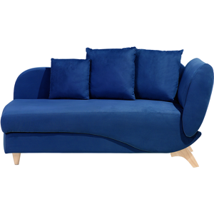 Beliani Right Hand Chaise Lounge in Navy Blue Velvet with Storage Container Material:Velvet Size:72x77x156