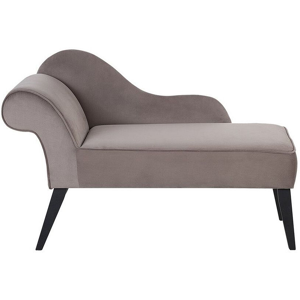 Beliani Chaise Lounge Taupe Velvet Upholstery Dark Wood Legs Left Hand Retro Material:Velvet Size:60x77x118