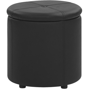 Beliani Pouffe Black Faux Leather 40 x 38 cm with Storage Stool Glamour Material:Faux Leather Size:38x40x38