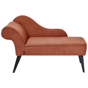Beliani Chaise Lounge Red Polyester Fabric Upholstery Black Wood Legs Left Hand Retro Design Material:Polyester Size:60x77x118