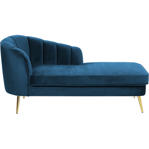 Beliani Chaise Lounge Navy Blue Velvet Upholstery Gold Metal Legs Left Hand Material:Velvet Size:76x75x150