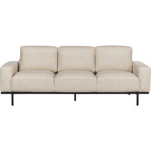 Beliani Sofa Cream Beigie Fabric Metal Legs 3 Seater Classic Couch Settee Living Room Modern Material:Polyester Size:87x72x215