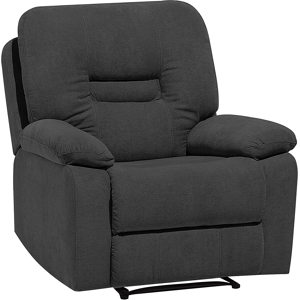 Beliani Recliner Chair Dark Grey Push-Back Manually Adjustable Back and Footrest Material:Polyester Size:74x101x85