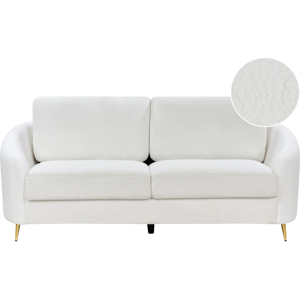 Beliani Sofa Boucle White Upholstery Gold Legs 3 Seater Couch Retro Material:Boucle Size:86x88x203