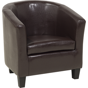 Beliani Armchair Club Chair Brown Faux Leather Upholstered Low Back Tub Retro Design Material:Faux Leather Size:58x69x68