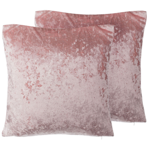 Beliani Set of 2 Decorative Cushions Pink Velvet 45 x 45 cm Plain Double Sided Glam Modern Material:Velvet Size:45x12x45
