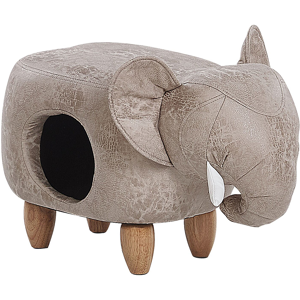 Beliani Kids Animal Stool Grey Fabric Leather-Like Elephant Footstool with Storage Children's Room Material:Faux Leather Size:63x38x34