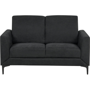 Beliani Sofa Black Fabric Polyester Upholstery Black Legs 2 Seater Loveseat Retro Style Living Room Furniture Material:Polyester Size:75x90x142