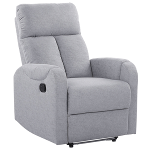 Beliani Recliner Chair Grey Fabric Upholstery Polyester White LED Light USB Port Modern Design Living Room Armchair Material:Polyester Size:96x106x76