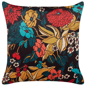Beliani Decorative Cushion Multicolour Velvet 45 x 45 cm Leaf and Floral Pattern Boho Decor Accessories Material:Velvet Size:45x10x45