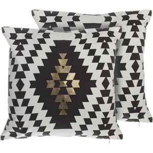 Beliani Set of 2 Decorative Cushions Black and White Cotton Diamond Pattern 45 x 45 cm Geometric Print Glamour Modern Decor Accessories Material:Cotton Size:45x12x45