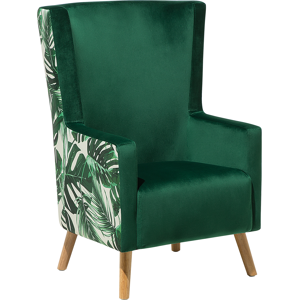 Beliani Wingback Chair Pink Velvet Upholstery High Back Wooden Legs Material:Velvet Size:60x108x74