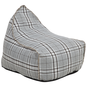 Beliani Teardrop Drop Bean Bag Chair Beanbag Grey Check Pattern Checked Gaming Chair Modern Material:Polyester Size:75x73x63