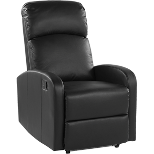 Beliani Recliner Chair Black Faux Leather Upholstery Blue LED Light USB Port Modern Design Living Room Armchair Material:Faux Leather Size:91x102x65