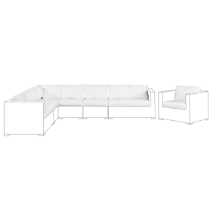 Beliani Cushion Covers Set for Garden Set Off-White Polyester Fabric Seat and Back Cushion Cases Material:Polyester Size:65/65/35/35/35/65/64x10x120/100/58/60/50/60/64