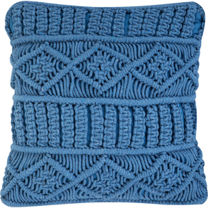 Beliani Decorative Cushion Blue Cotton Macramé 45 x 45 cm Rope Boho Retro Decor Accessories Material:Cotton Size:45x12x45