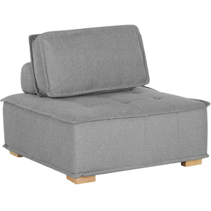 Beliani 1-Seat Section Grey Polyester Solid Wood Legs Tufted Seat Removable Cushion Cover  Material:Polyester Size:100x40x100