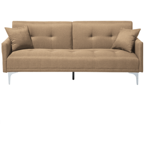 Beliani Sofa Bed Grey 3 Seater Buttoned Seat Click Clack Material:Polyester Size:90x75x190