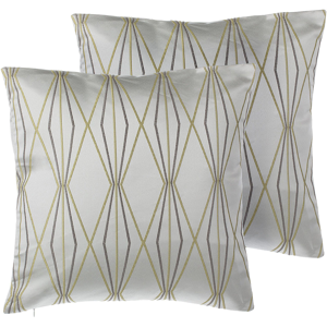 Beliani Set of 2 Decorative Cushions Grey Jacquard Diamond Pattern Geometric 45 x 45 cm Modern Minimalist Decor Accessories Material:Polyester Size:45x12x45