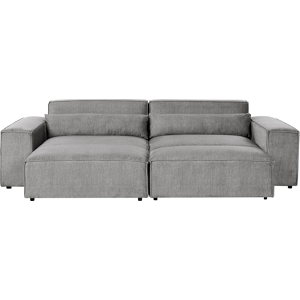 Beliani Right Hand 2-Seater Modular Corner Sofa with Ottoman Grey Fabric Sectional Couch Sofa with Black Legs Modern Living Room Material:Polyester Size:176x70x262