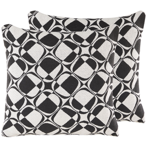 Beliani Set of 2 Scatter Cushions Black And White 45 x 45 cm Cotton Removable Cases with Polyester Filling  Material:Cotton Size:45x12x45