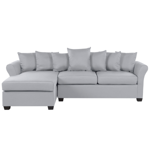 Beliani Corner Sofa Light Grey Fabric Black Legs Minimalistic Style Living Room
