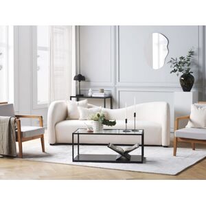 Beliani Sofa White Velvet 3 Seater Curved Shape Contemporary Design Modern Living Room Furniture Material:Velvet Size:90x75x205
