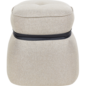 Beliani Pouffe Beige Linen Round 45 x 45 x 44 cm Footstool Accent Upholstery Modern Living Room Bedroom Furniture Material:Linen Size:45x44x45