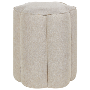 Beliani Pouffe Beige Linen Round 39 x 34 x 45 cm Footstool Accent Upholstery Modern Living Room Bedroom Furniture Material:Linen Size:34x45x39
