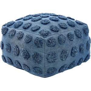 Beliani Pouffe Blue Cotton EPS Beads Filling 50 x 50 x 35 cm Square Ottoman Geometric Polka Dot Pattern Boho Style Living Room Kids Room Home Accessory Material:Cotton Size:50x35x50