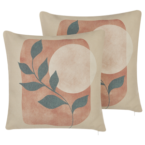 Beliani Set of 2 Throw Cushions Multicolour Cotton and Polyester Blend 45 x 45 cm Decorative Soft Home Accessory Flower Abstract Print Leaf Material:Polyester Size:45x10x45