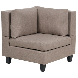 Beliani Corner 1-Seat Section Brown Polyester Fabric Upholstered Armchair with Cushion Module Piece Modular Sofa Element Material:Polyester Size:76x72x76