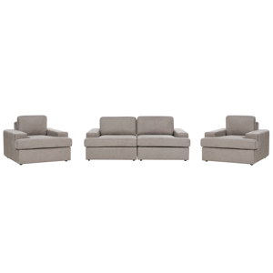 Beliani Sofa Set Taupe Fabric Upholstered 5 Seater with Armchair Cushioned Thickly Padded Backrest Classic Living Room Couch Material:Polyester Size:xx