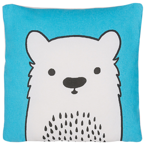 Beliani Kids Cushion Blue Fabric Bear Image Pillow with Filling Soft Children's Toy Material:Cotton Size:45x12x45