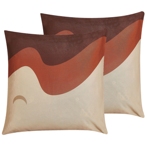 Beliani Set of 2 Decorative Cushions Multicolour  45 x 45 cm Wave Pattern Square Home Accessory Material:Polyester Size:45x6x45