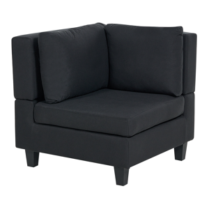 Beliani Corner 1-Seat Section Black Polyester Fabric Upholstered Armchair with Cushion Module Piece Modular Sofa Element Material:Polyester Size:76x72x76