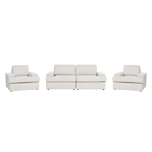 Beliani Sofa Set Light Beige Fabric Upholstered 5 Seater with Armchair Cushioned Thickly Padded Backrest Classic Living Room Couch Material:Polyester Size:xx