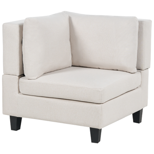 Beliani Corner 1-Seat Section Light Beige Polyester Fabric Upholstered Armchair with Cushion Module Piece Modular Sofa Element Material:Polyester Size:76x72x76